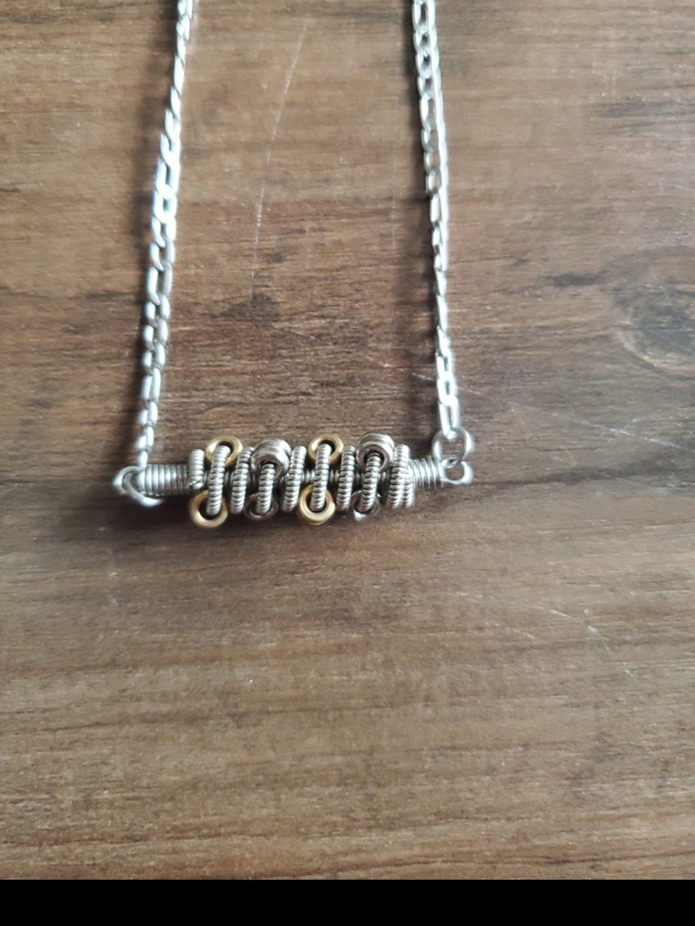 Two-Tone Coil Bar Necklace - Silver and Gold